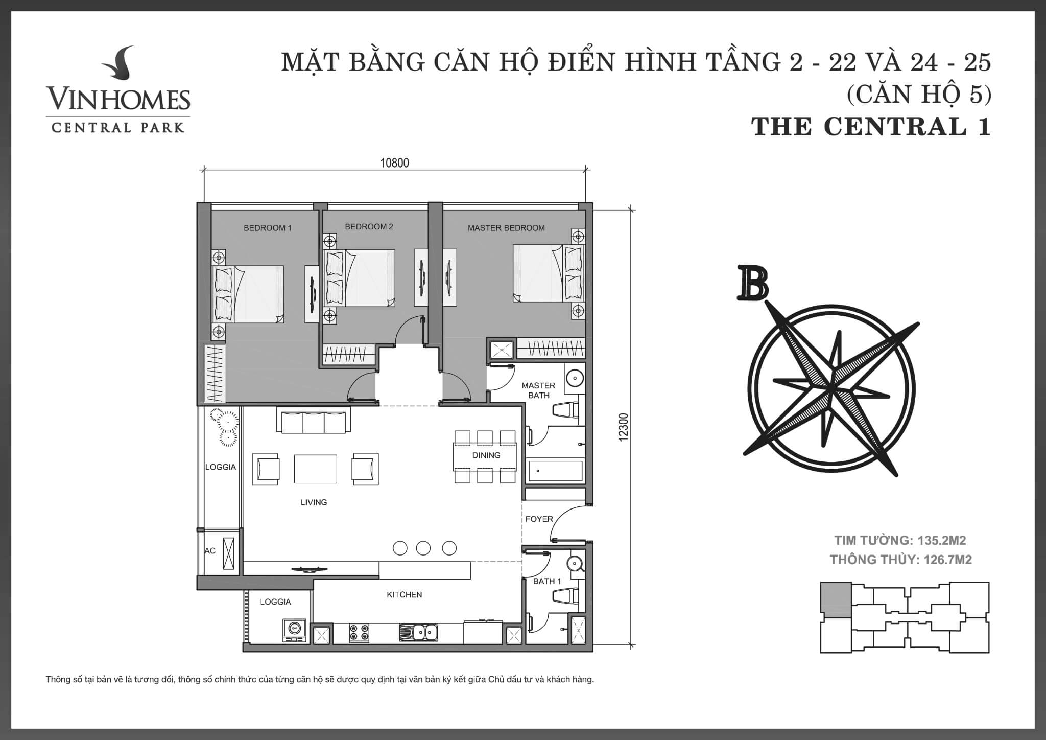 Layout căn C1-05 tại Central 1