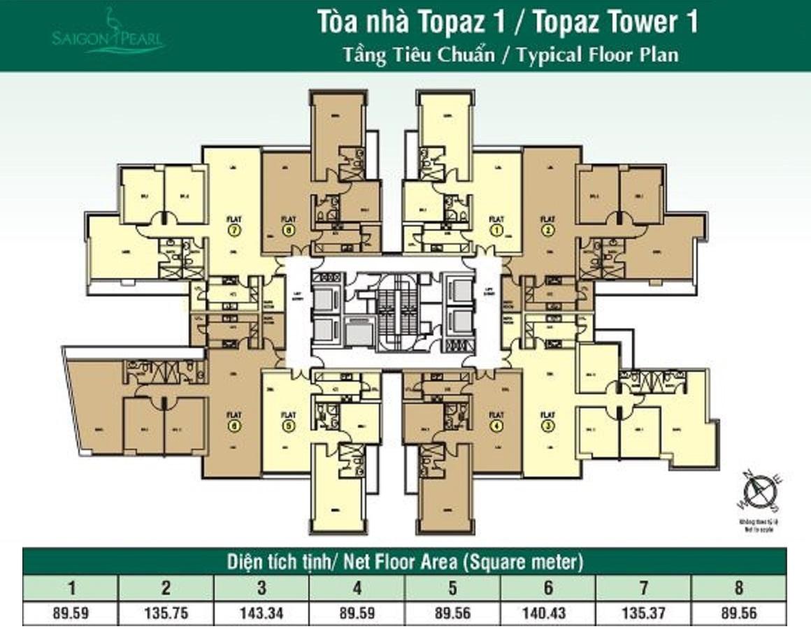 Mặt bằng tầng điển hình Topaz 1 Saigon Pearl
