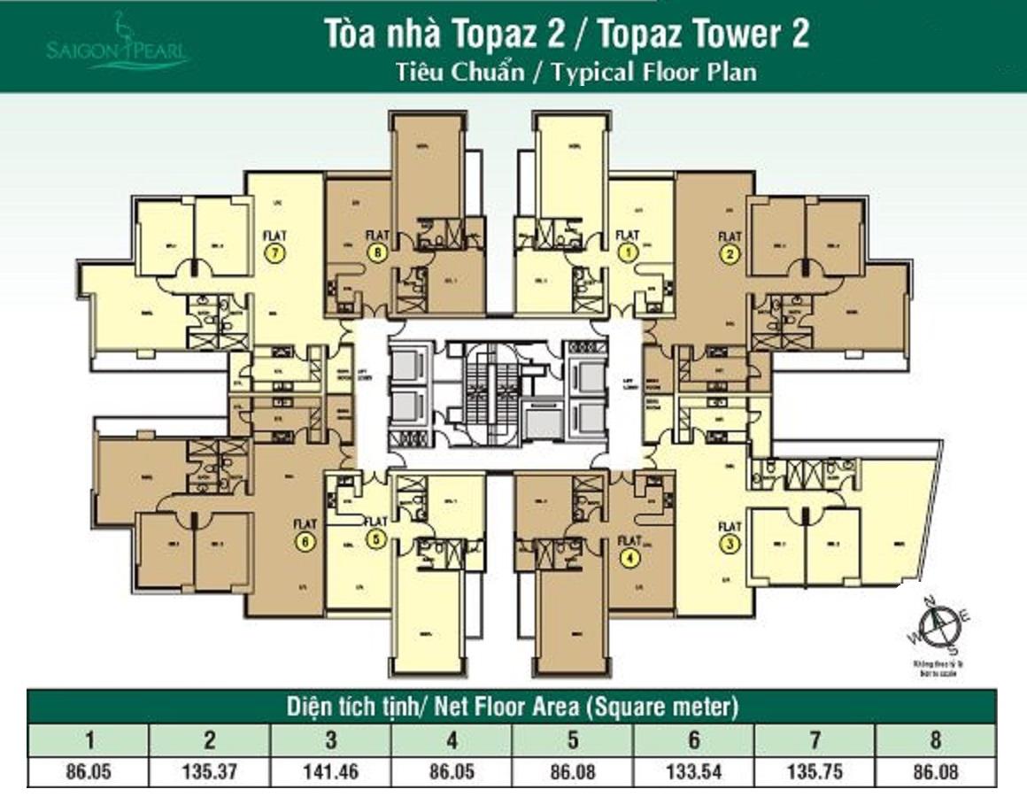 Mặt bằng tầng điển hình Topaz 2 Saigon Pearl